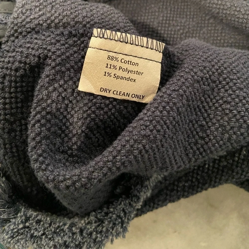 Sara Campbell Size M Navy Fringe Knit Top Made in USA Coastal Boucle Classic - Picture 10 of 11